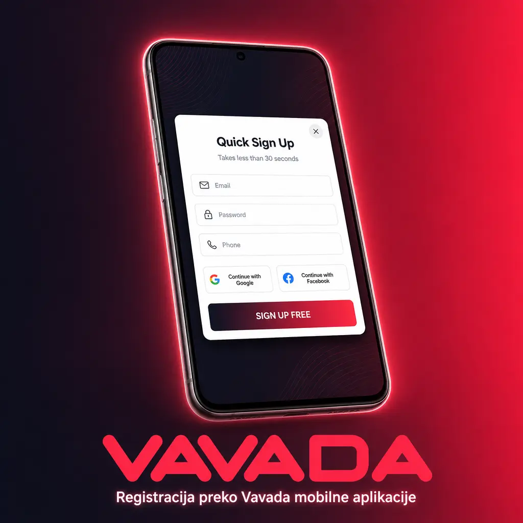 Registracija preko Vavada mobilne aplikacije za Android – preuzimanje APK fajla i kreiranje naloga za casino i sport.